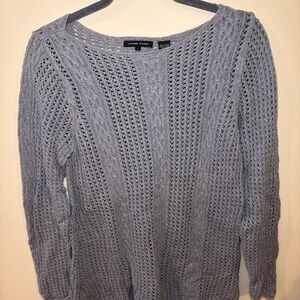 JEANNE PIERRE Soft Gray Open Knit Sweater
